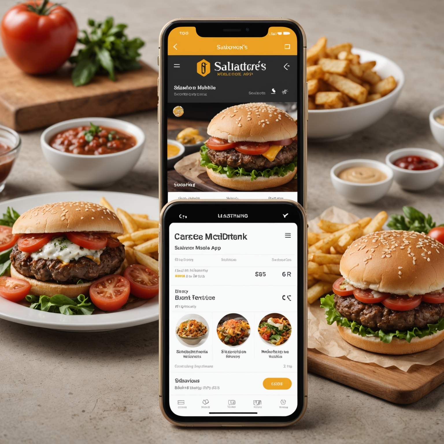 Smartphone displaying Salvatore's mobile ordering app with easy-to-navigate menu, large product images, and simplified checkout process optimized for touch screens